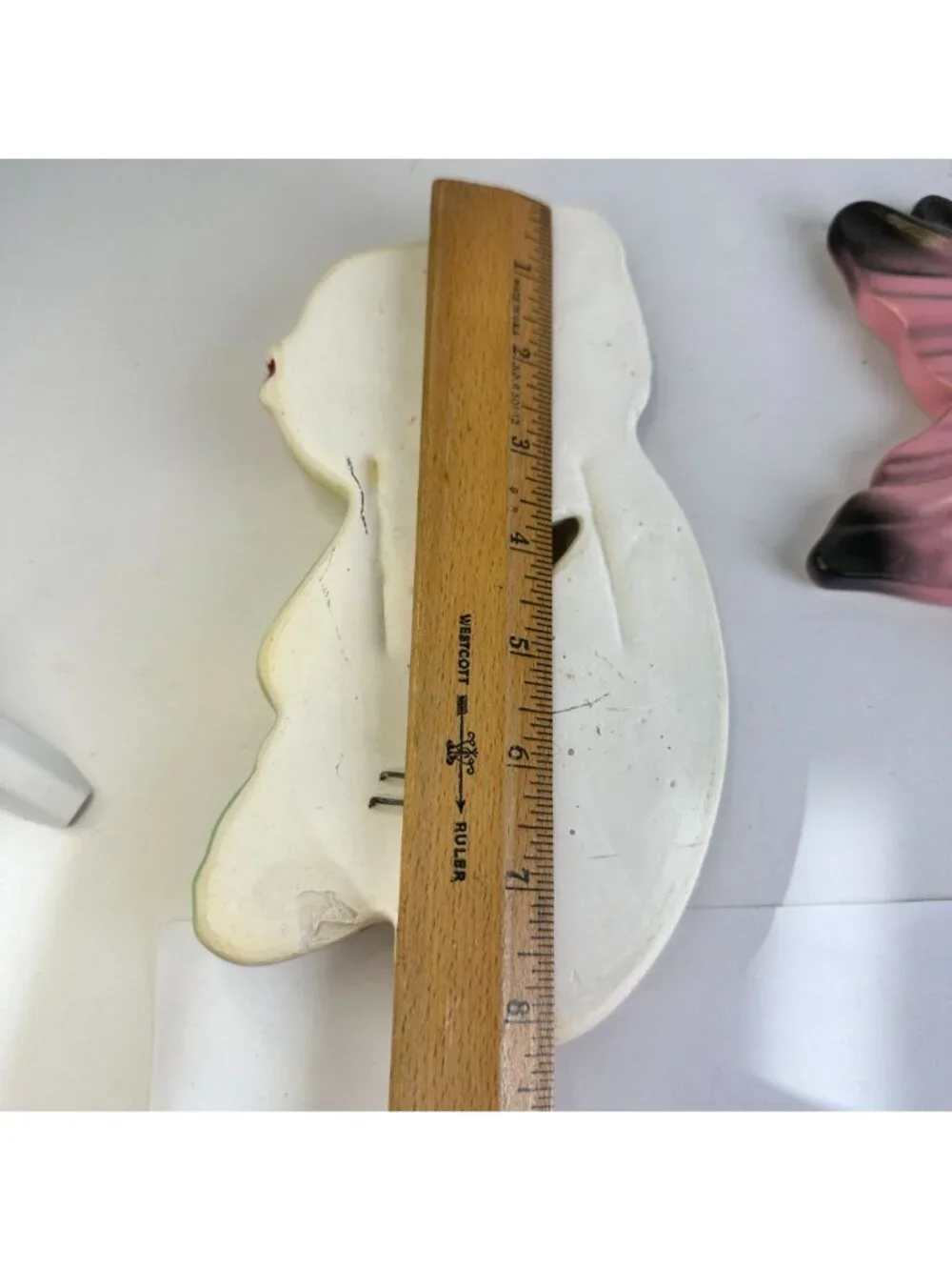 Vintage MCM Pink & Green Plaster Wall Decor Tropical Fish & Bubbles